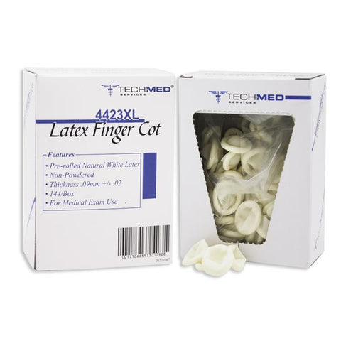 Dukal Corporation Finger Cots Tech-Med Powder-Free Latex X-Large Natural White Disposable 144/Bx - 4423XL