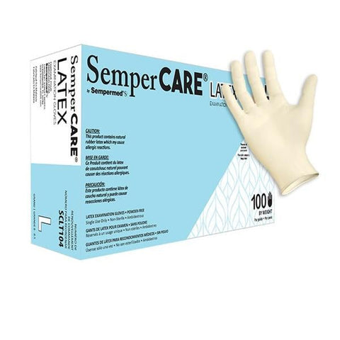 Sempermed USA, Inc Gloves Exam Sempercare Powder-Free Latex X-Small Cream 100/Bx, 10 BX/CA - SCLT101