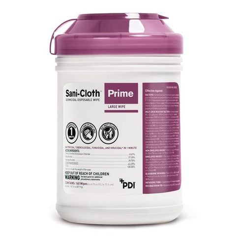 PDI Professional Disposables Disinfectant Surface Wipe Sani-Cloth Prime Large Canister 160/Cn, 12 CN/CA - P25372