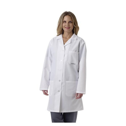 Medline Industries Inc Lab Coat Antimicrobial Fl Lngth Cotton / Polyester Silver Touch W Wht Sz 36" Each - MDT11WHTST4E