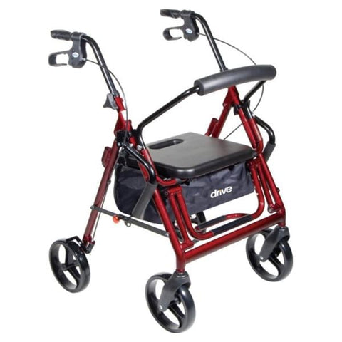 Drive Medical Designs Rollator Trnsprt Chr Duet 300lb Burg 8"Cstr 26x25.5x31.5-37" Sfty Lk Rls Adlt Each - 795BU