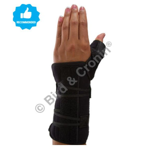 Bird & Cronin Brace Splint U2 Adult Thumb Black Size 8" One Size Fits Most Right Each - 8144030