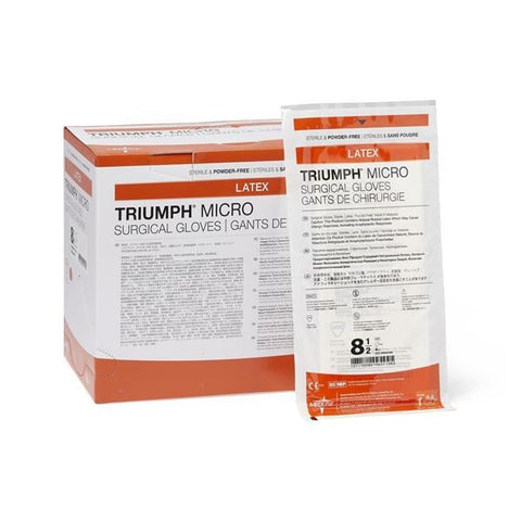 Medline Industries Inc Gloves Surgical Triumph Micro Powder-Free Latex 12 in 8.5 Sterile White 200Pr/Ca - MSG2385