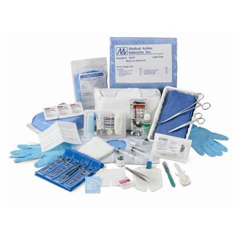 Medical Action Industries Tray Dressing Change Central Line W/ Latex Gloves/1gm Povidone Iodine Ltx 20/Ca - 61349