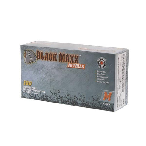 Dash Medical Gloves Inc Gloves Exam Black Maxx Powder-Free Nitrile Latex-Free Medium Black 100/Bx, 10 BX/CA - BMN100M