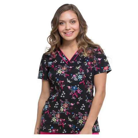 Strategic Partners, Inc Scrub Top Ctn/Spndx Dickies W Beautiful Ptls 2XS 26.5" 2Pckt Each - DK709BUPTXXS