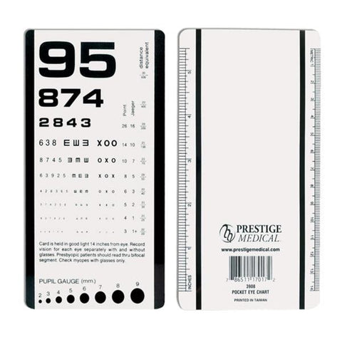 Prestige Medical Corp Chart Eye Acuity Test 14" Testing Distace 16x9cm Eachch - 3908