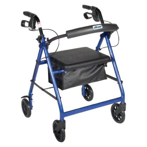 Drive Medical Designs Rollator Walker 300lb Capacity Black 6Whl 27.5x24.5x32-37" Dlx LpLk Brk Adlt Each - R726BK