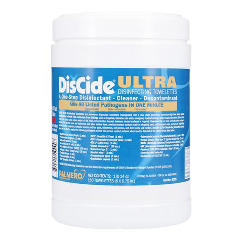 Palmero Sales Co Inc Towelette Disinfectant DisCide Ultra Small 160/Pk, 12 PK/CA - 60DIS