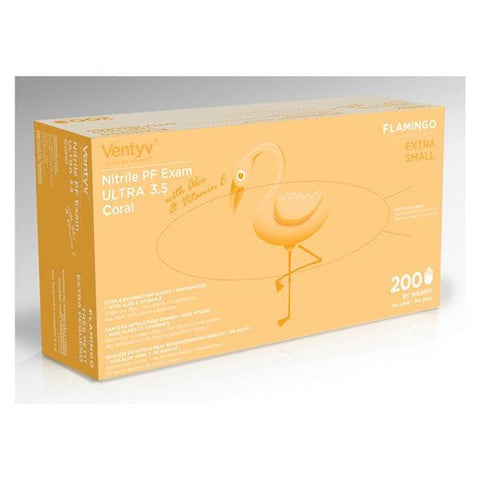Ventyv Gloves Exam Powder-Free Nitrile Latex-Free X-Small Pink 200/Bx, 10 BX/CA - 10333106