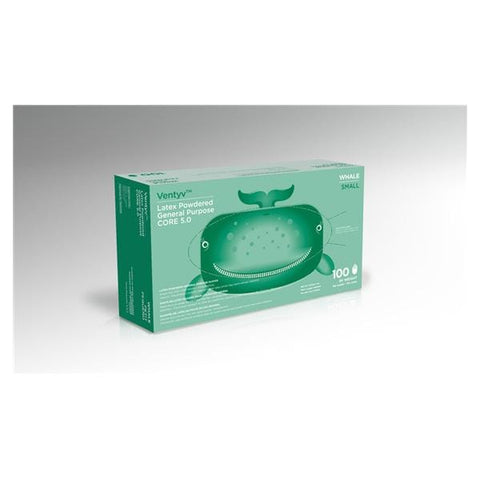 Ventyv Gloves General Purpose Whale Pwdrd Ltx 220 mm Sm Natural White Disposable 100/Bx, 10 BX/CA - 10219101