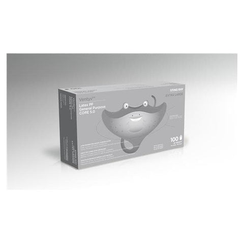 Ventyv Gloves General Purpose Stingray Powder-Free Latex X-Large Disposable 100/Bx, 10 BX/CA - 10222102