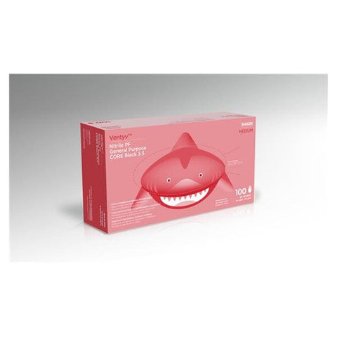 Ventyv Gloves General Purpose Shark PF Nitrile LF Md Black 100/Bx, 10 BX/CA - 10420103