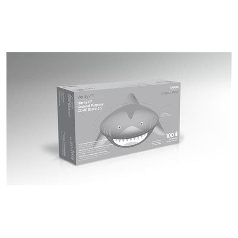 Ventyv Gloves General Purpose Shark PF Nitrile LF XL Black 100/Bx, 10 BX/CA - 10422103