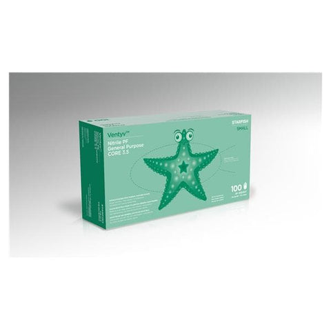 Ventyv Gloves General Purpose Starfish PF Nitrile LF Sm Violet Blue 100/Bx, 10 BX/CA - 10419102