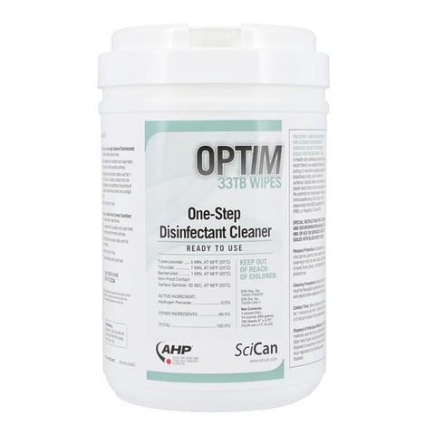 Scican Disinfectant Surface Wipe Optim 33 TB Canister 160/Cn, 12 Each/CA - OPT33-W12