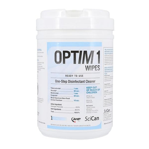 Scican Cleaner & Disinfectant Surface Wipe Optim 1 Large Canister 160/Cn, 12 CN/CA - OPT1-W12