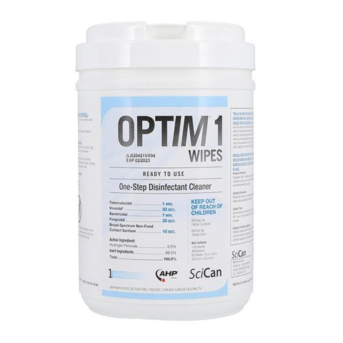 Scican Cleaner & Disinfectant Surface Wipe Optim 1 X-Large Canister 60/Cn, 12 CN/CA - OPT1-W10x10