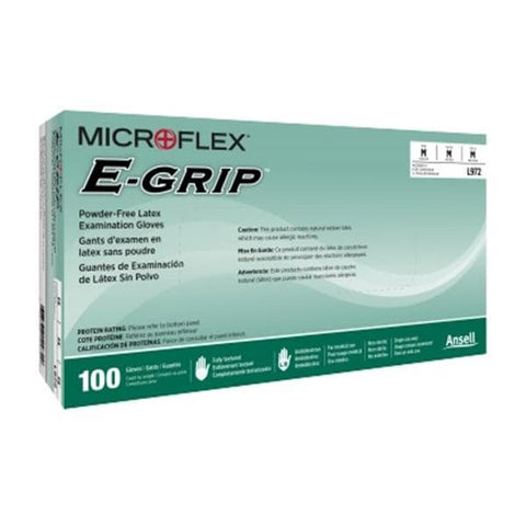 Microflex Inc Gloves Exam E-Grip Powder-Free Latex X-Small Natural 100/Bx, 10 BX/CA - L970