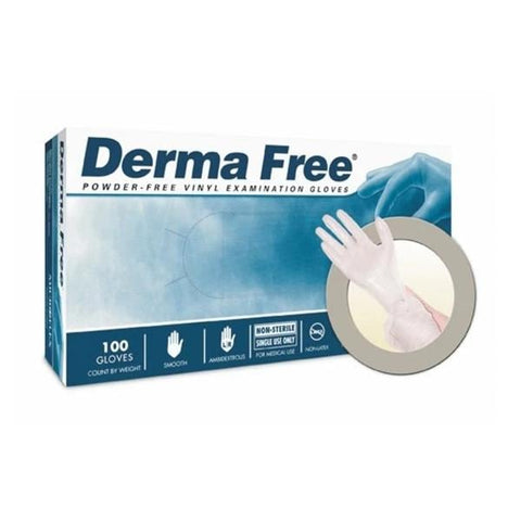 Ansell Healthcare Products LLC Gloves Exam Derma Free Powder-Free Vinyl Latex-Free 9 in Medium Clear 100/Bx, 10 BX/CA - DF-850-M