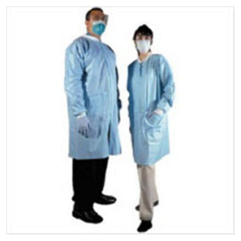 AMD Ritmed Lab Coat Protective Disposable 3 Layer SMS Large Sky Blue 50/Ca - 8018