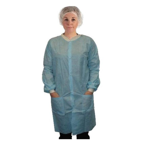 A.M.D. RITMED Lab Coat DYLS Disposable Nonwoven SMS 7X Large Blue 50/Ca - A8039