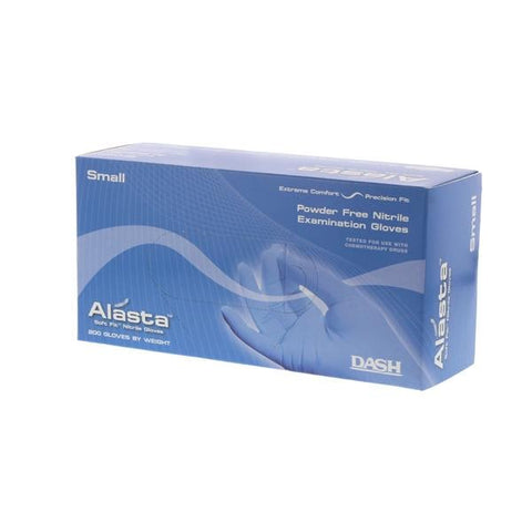 Dash Medical Gloves Inc Gloves Exam Alasta Soft Fit Powder-Free Nitrile Latex-Free Small Blue 200/Bx, 10 BX/CA - ALS200S