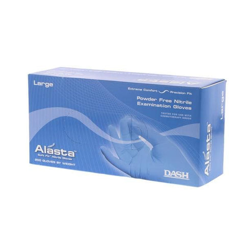 Dash Medical Gloves Inc Gloves Exam Alasta Soft Fit Powder-Free Nitrile Latex-Free Large Blue 200/Bx, 10 BX/CA - ALS200L