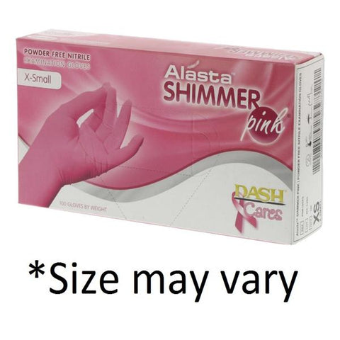 Dash Medical Gloves Inc Gloves Exam Alasta Shimmer Powder-Free Nitrile Latex-Free Large Pink 100/Bx, 10 BX/CA - PNK100L