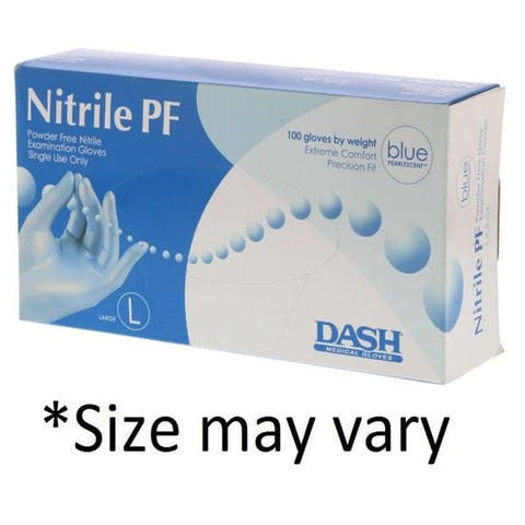 Dash Medical Gloves Inc Gloves Exam Nitrile PF Powder-Free Nitrile Latex-Free Medium Blue 100/Bx, 10 BX/CA - NPF100M