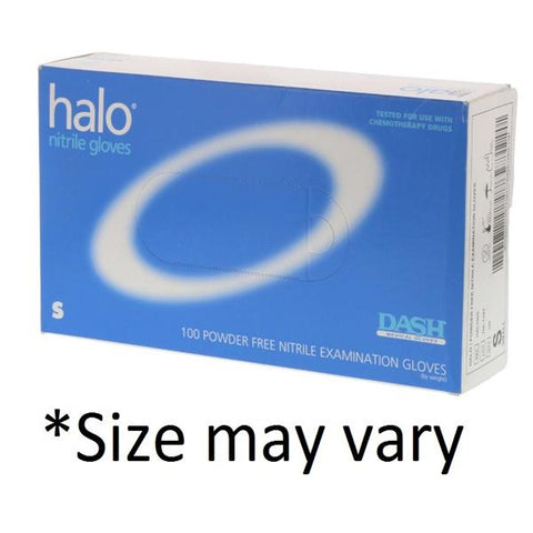Dash Medical Gloves Inc Gloves Exam Halo Powder-Free Nitrile Latex-Free Large Dark Blue 100/Bx, 10 BX/CA - HAL100L