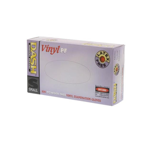 Dash Medical Gloves Inc Gloves Exam Dash Vinyl Powder-Free Vinyl Latex-Free Small Clear 100/Bx, 10 BX/CA - SPF100S