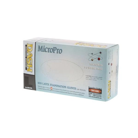 Dash Medical Gloves Inc Gloves Exam Micropro Powder-Free Latex Large Natural 100/Bx, 10 BX/CA - TPF100L