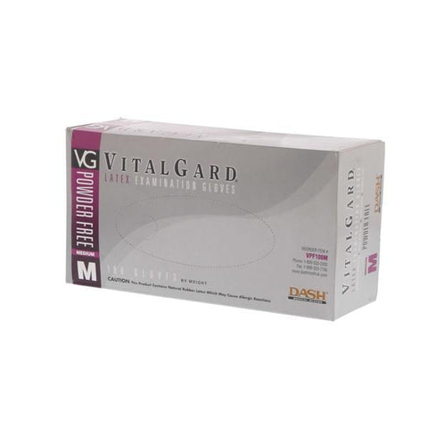 Dash Medical Gloves Inc Gloves Exam VitalGard Powder-Free Latex Medium Natural 100/Bx, 10 BX/CA - VPF100M