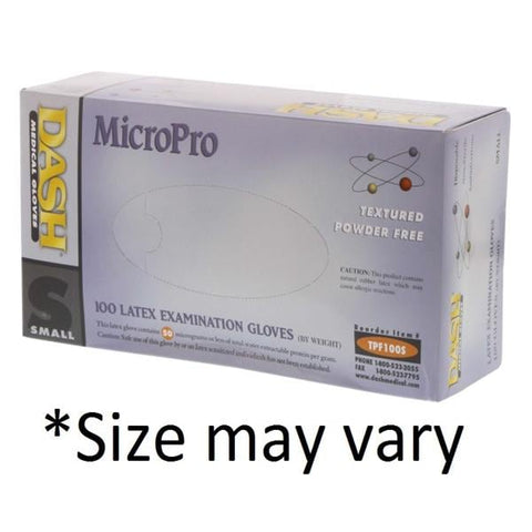 Dash Medical Gloves Inc Gloves Exam Micropro Powder-Free Latex X-Small Natural 100/Bx, 10 BX/CA - TPF100XS