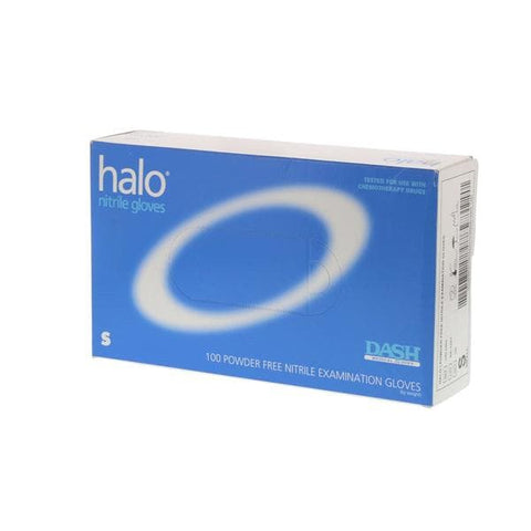 Dash Medical Gloves Inc Gloves Exam Halo Powder-Free Nitrile Latex-Free Small Dark Blue 100/Bx, 10 BX/CA - HAL100S