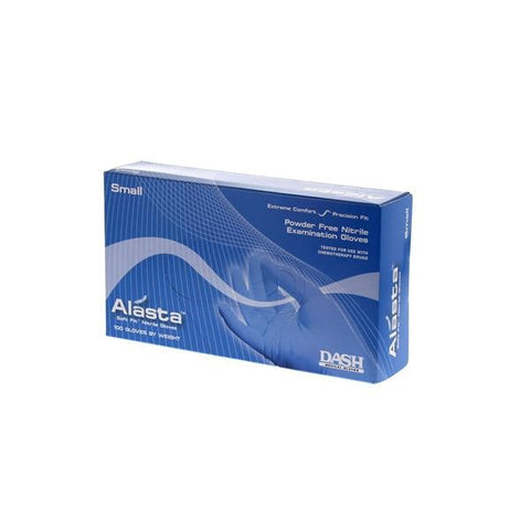 Dash Medical Gloves Inc Gloves Exam Alasta Soft Fit Powder-Free Nitrile Latex-Free Small Blue 100/Bx, 10 BX/CA - ALS100S