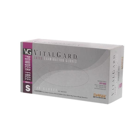 Dash Medical Gloves Inc Gloves Exam VitalGard Powder-Free Latex Small Natural 100/Bx, 10 BX/CA - VPF100S