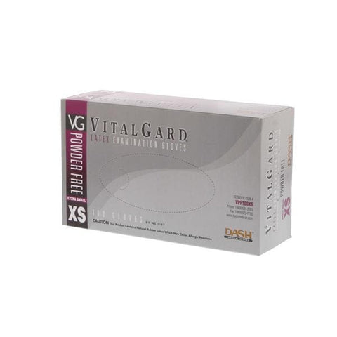 Dash Medical Gloves Inc Gloves Exam VitalGard Powder-Free Latex X-Small Natural 100/Bx, 10 BX/CA - VPF100XS