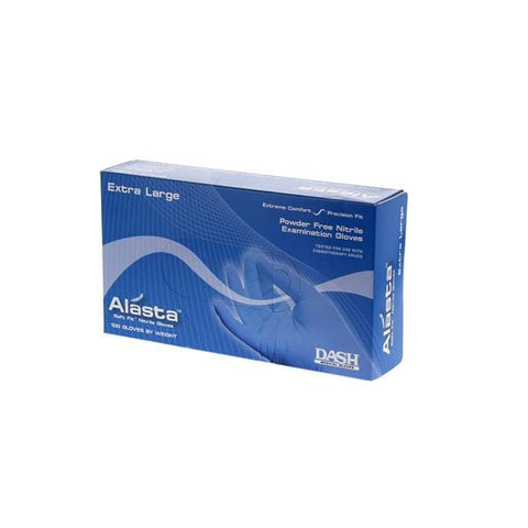 Dash Medical Gloves Inc Gloves Exam Alasta Soft Fit Powder-Free Nitrile Latex-Free X-Large Blue 100/Bx, 10 BX/CA - ALS100XL