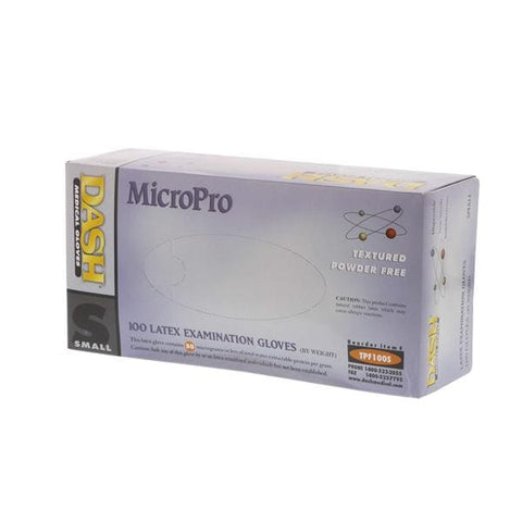 Dash Medical Gloves Inc Gloves Exam Micropro Powder-Free Latex Small Natural 100/Bx, 10 BX/CA - TPF100S