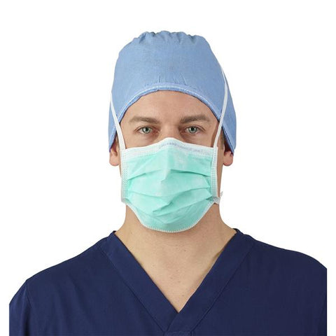 O & M Halyard Mask FluidShield Fog-Free Surgical ASTM Level 1 Green 50/Bx, 6 BX/CA - 28806