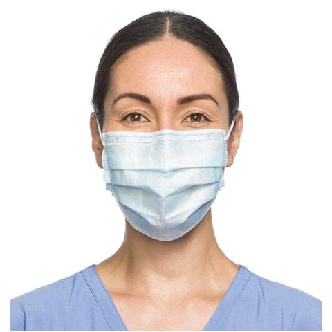O & M Halyard Mask Tie On Fog-Free Not ASTM Rated Blue 50/Bx, 6 BX/CA - 49214