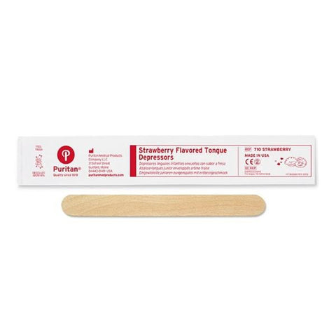 Puritan Medical Products Tongue Blade Wood Non Sterile Junior 50/Bx, 20 BX/CA - 710 STRAWBERRY