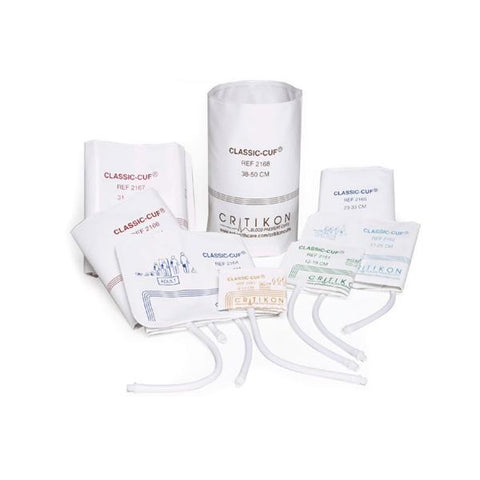 GE Precision Healthcare Cuff Blood Pressure Critikon Classic-Cuf 7-13cm Neo 4 Arm White/Navy Blue 20/CA - 2623