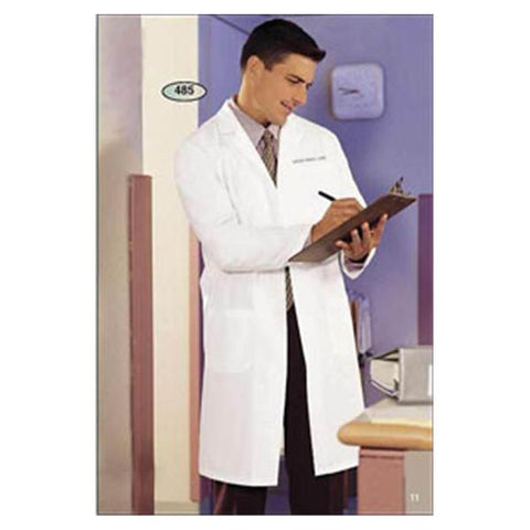 Fashion Seal Lab Coat Knee Length 65% Polyester / 35% Cotton Mens White Size 46 41 in Each - 482-46