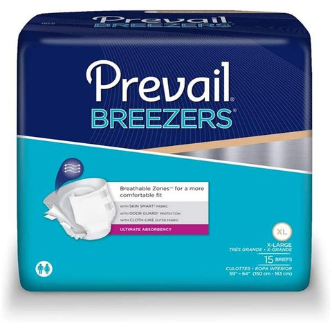 First Quality Products Brief Prevail Breezers Adult Unisex XL 59-64" Mod/Hvy Odor Guard Beige 4x15/Ca - PVB-014/1