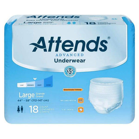 Attends Healthcare Products Underwear Attends Adult Unisex Large 44-58" Super Plus White 4x18/Ca - APP0730