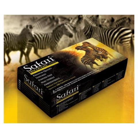 Safari by Mexpo Gloves Exam Safari Powder-Free Latex Large Black 1000/Ca - SFR 87328-B-LTX-PF