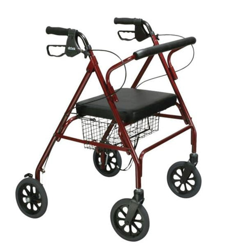 Drive Medical Designs Rollator Go-Lite 500lb Capacity Red 8" Casters 26.75x30.5x35.25-39.5" Lp Each - 10215RD-1